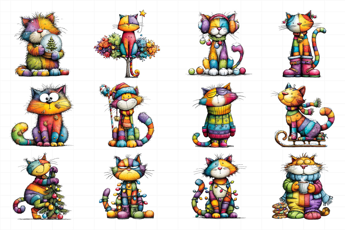 Rainbow Christmas Cat Cat Art, an Illustration by Daily.Designs (Photo 5 of 5)