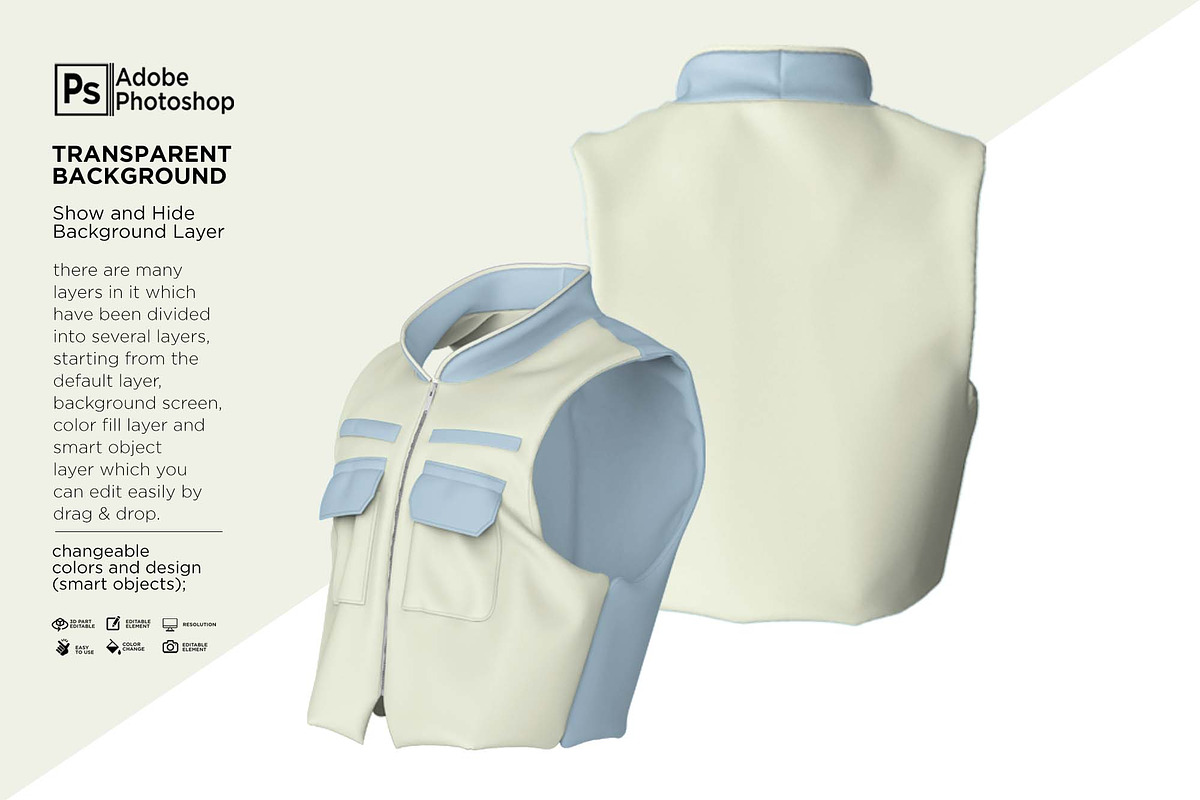 Men's Vest Zipper Mockup, a Shirt Mockup by Nanggroe Scripting (Photo 5 of 9)