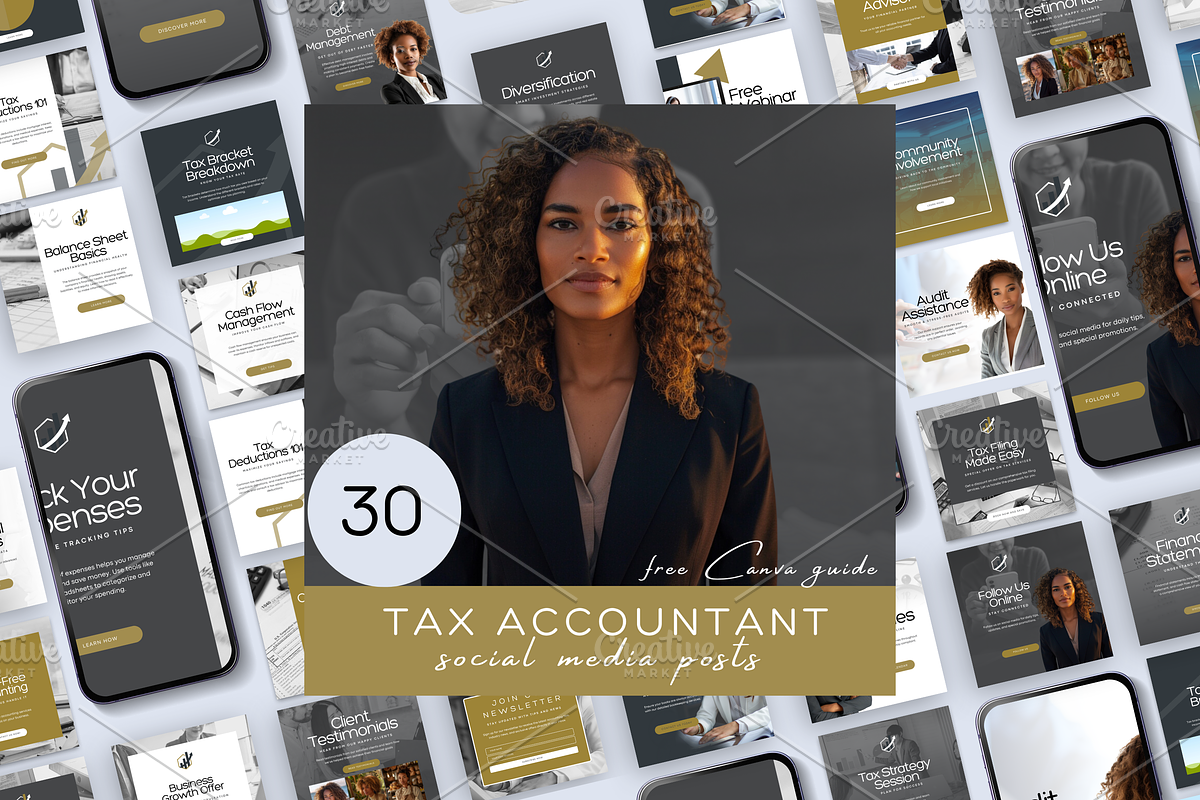 TAX ACCOUNTANT SOCIAL MEDIA POSTS, a Social Media Template by Daring Digies (Photo 1 of 9)