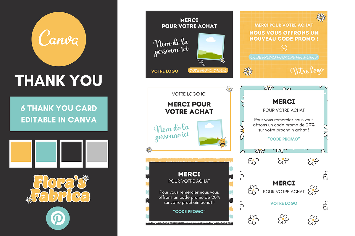 Thank You Card Templates Canva, a Card Template by florasfabrica (Photo 1 of 3)