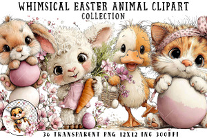 Whimsical Easter Animal Clipart, an Illustration by OK Design