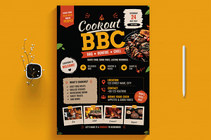 BBQ Cookout Menu Design, a Flyer Template by MightyDesign