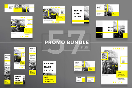 Promo Bundle | Braids Hair Salon, a Poster Template by Amber Graphics