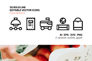 50 Food Delivery Icons, an Outline Icon by Side Project (Thumbnail 1 of 8)