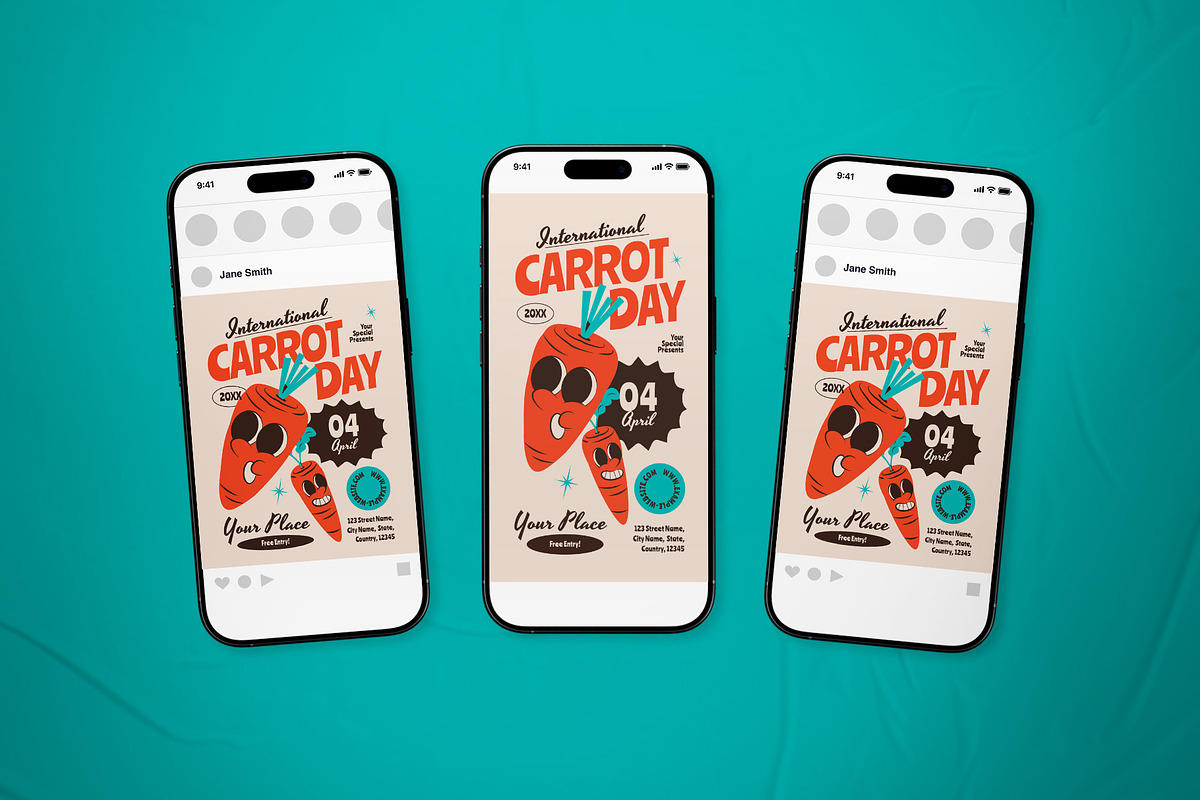 Retro International Carrot Day Flyer, a Flyer Template by The Good Store (Photo 2 of 2)