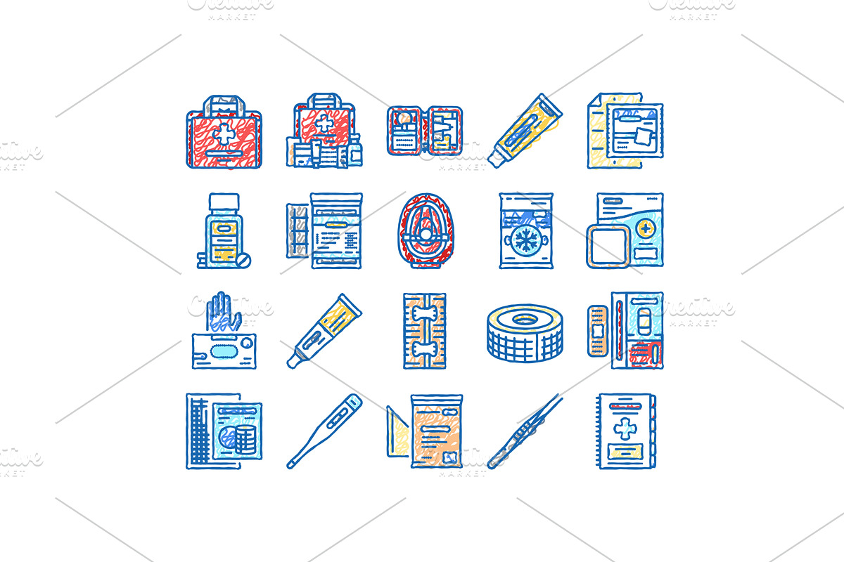 first aid emergency medical icons, an Object Illustration by pikepicture