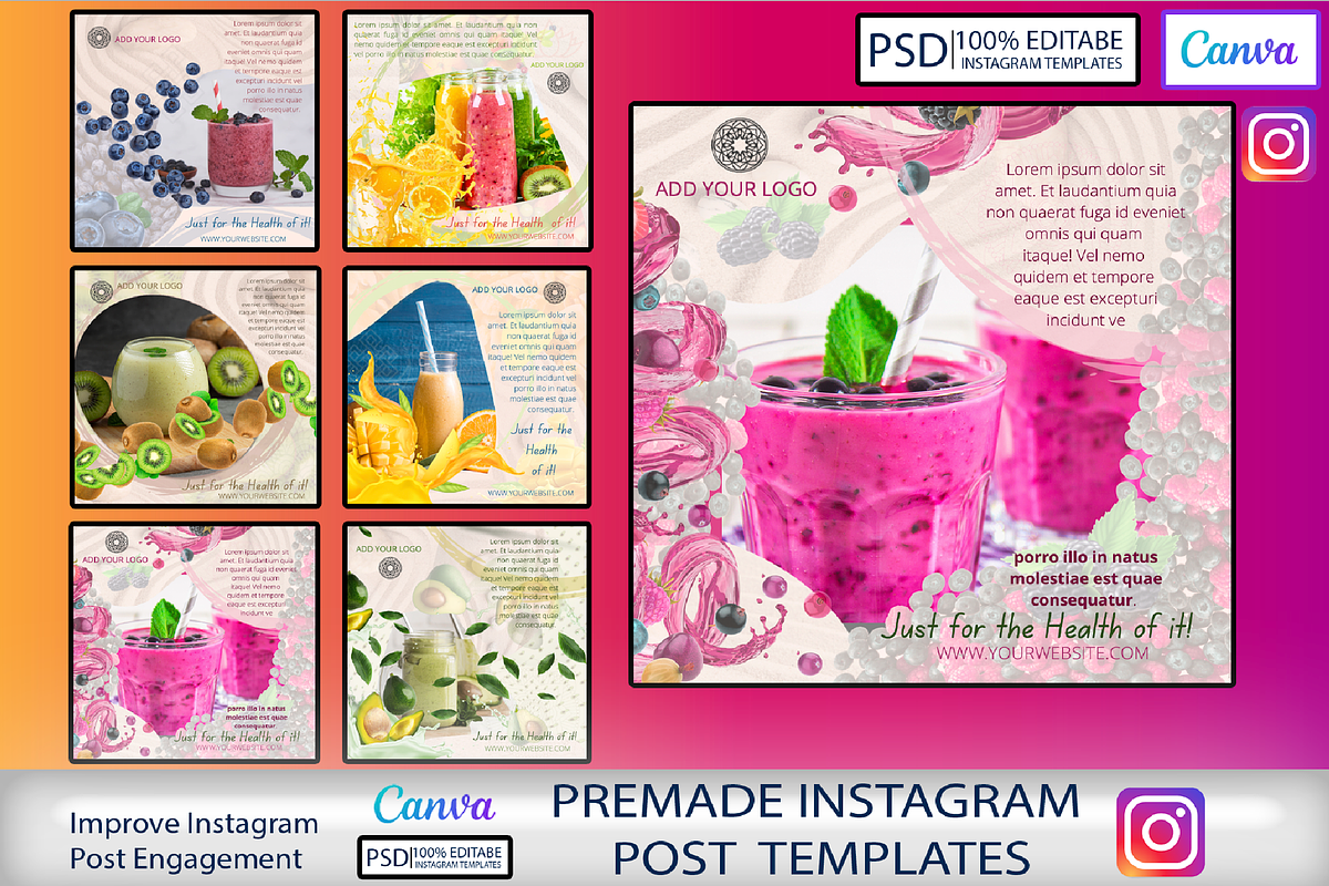 CANVA Templates Instagram Posts, a Social Media Template by Vibrant Design Shop (Photo 1 of 7)