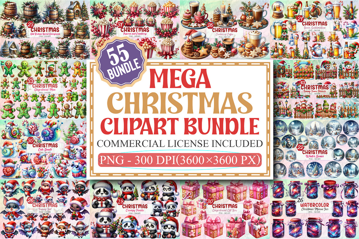 The Mega Christmas Clipart Bundle, an Illustration by designcity5