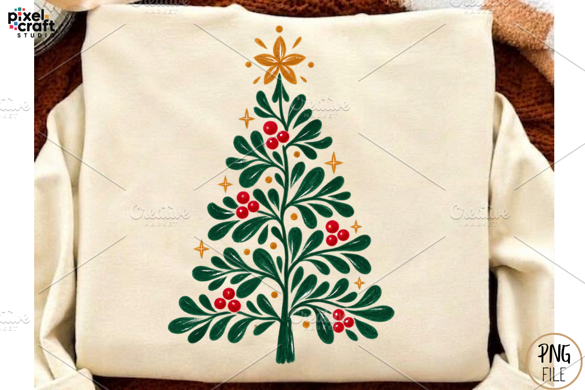 Hand Drawn Christmas Tree PNG Bundle, a Branding & Logo Template by Ink Gallery (Photo 6 of 8)