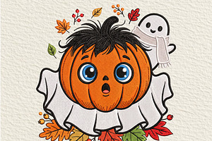 Cute Pumpkin Ghost Halloween PNG, an Object Illustration by DreamCafeArt