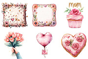 Romantic Mothers Day Clipart, an Illustration by Watercolor design (Thumbnail 5 of 10)