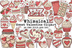Whimsical Sweet Valentine Clipart, an Illustration by Libby Wishes