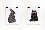 CUTE ANIMALS | Linocut | Vintage, an Animal Illustration by Mii Lab (Thumbnail 2 of 11)