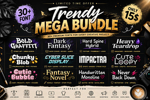 Trendy Mega Bundle Font, a Sans Serif Font by Wow Magic