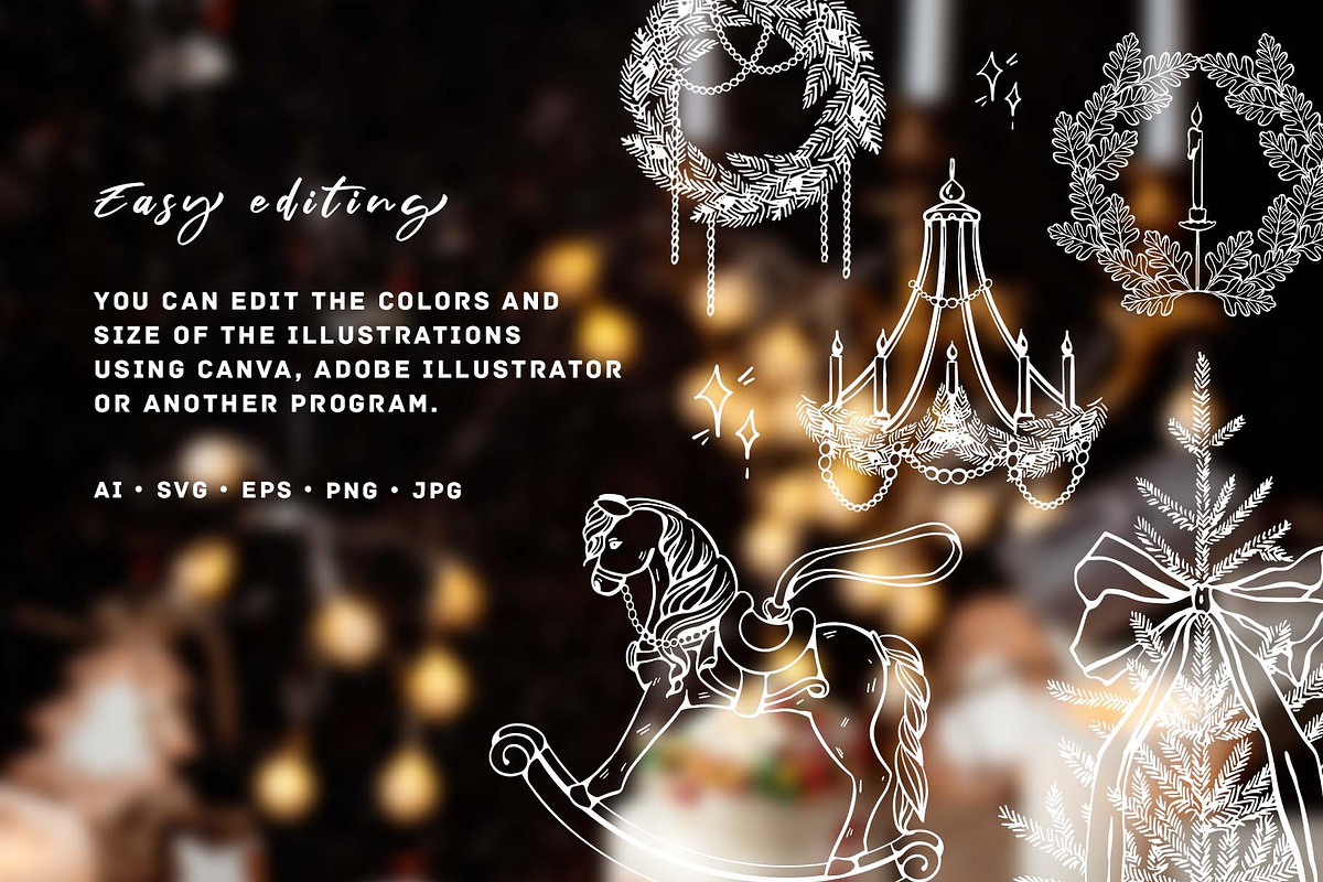 Vintage Christmas Vector Retro Set, a Seasonal Illustration by VerAna (Photo 15 of 18)