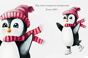 Watercolor Winter Penguin Village, an Illustration by Navenzeles (Thumbnail 7 of 11)