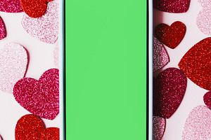 Happy Valentine's day digital mockup. Blank phone screen with sp, a Holiday Photo by Sonjachni