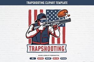 Trapshooting with American Flag Logo, a Sport Illustration by Guavanaboy