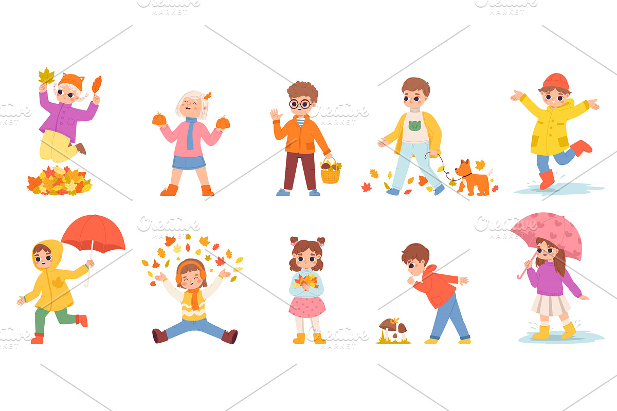 Kids in autumn walking on puddles at, a Graphic by Valerie Bodnar