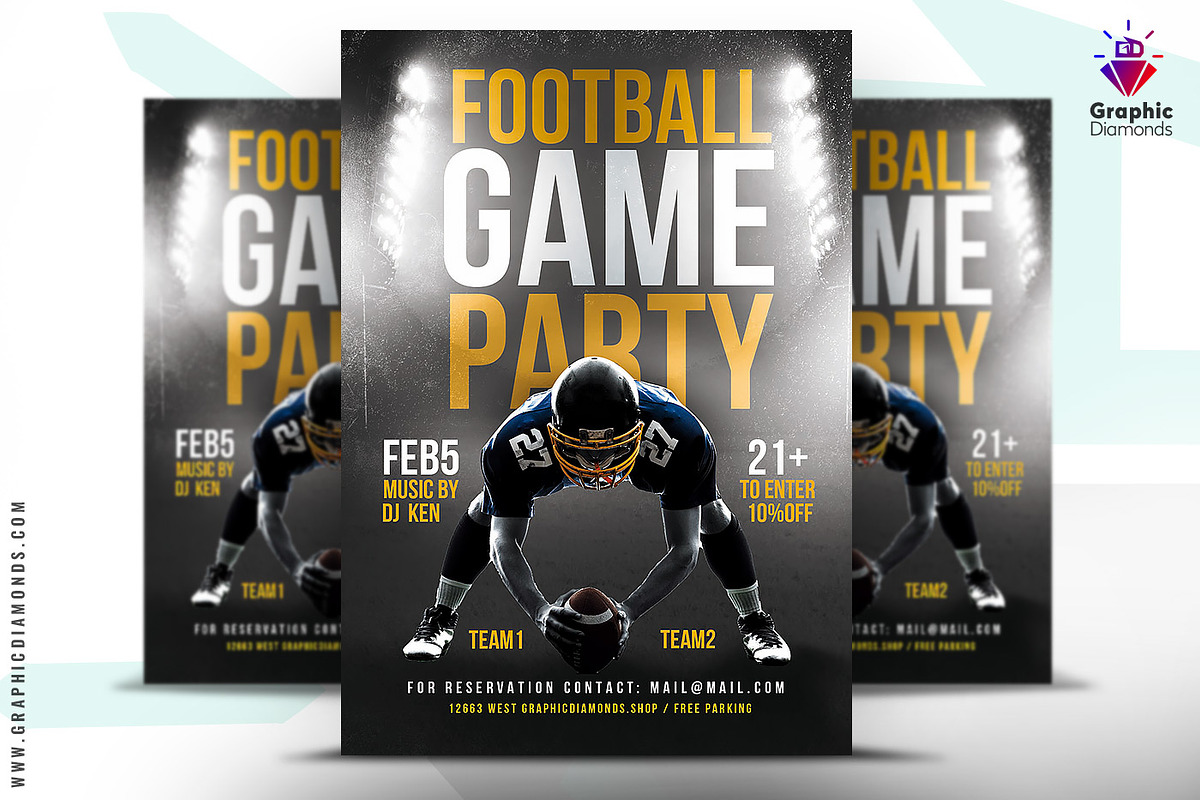 Football Flyer, a Flyer Template by GraphicDiamonds (Photo 1 of 6)