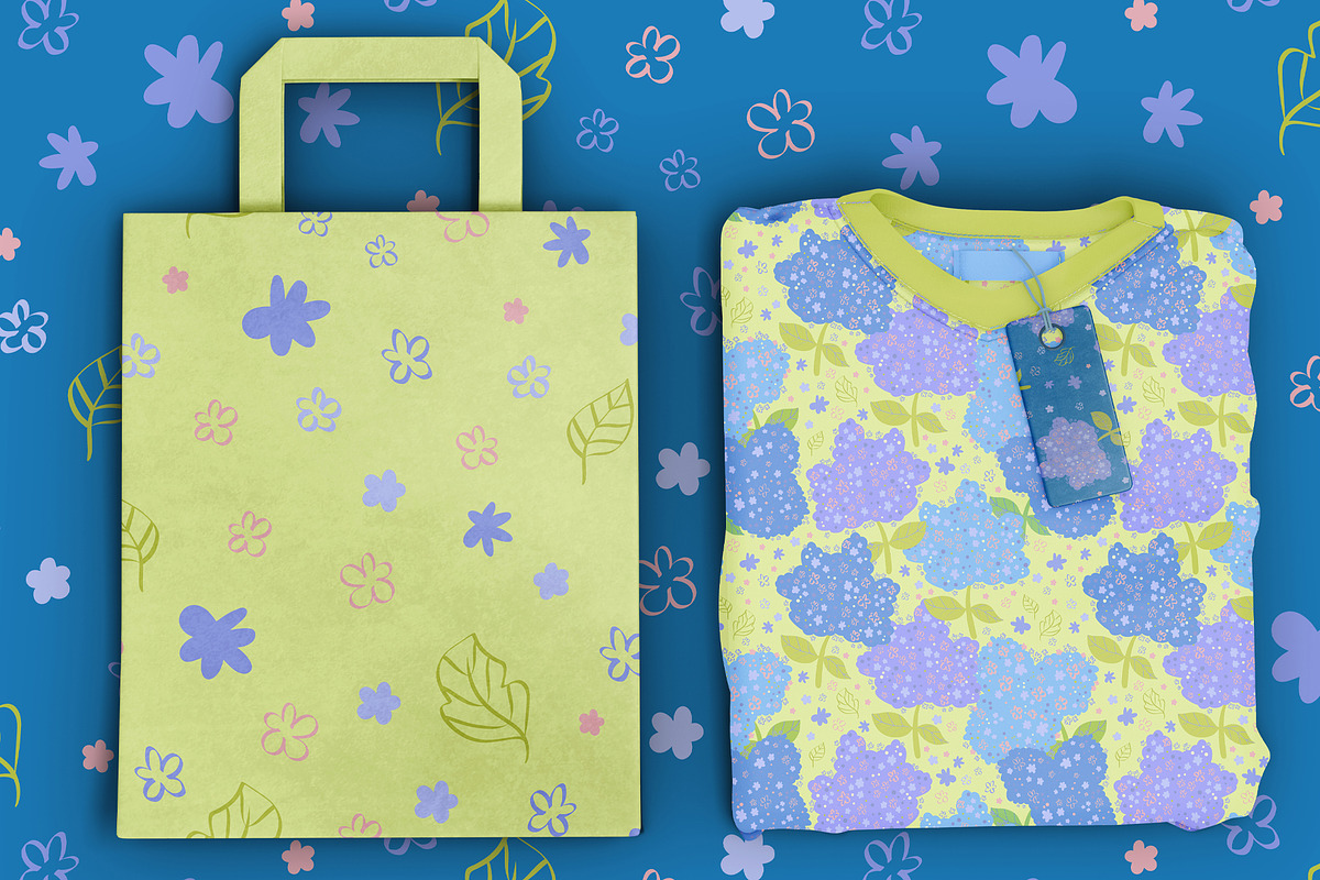 Hydrangeas floral vector pattern, a Pattern Graphic by Carpet Tapete Pretzel (Photo 3 of 14)