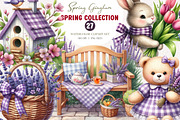 Spring Purple Gingham Clipart Bundle, an Illustration by CreationArt (Thumbnail 1 of 5)