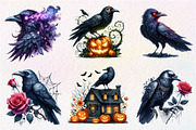 Watercolor Halloween Crow Clipart, an Illustration by CreationArt (Thumbnail 3 of 5)