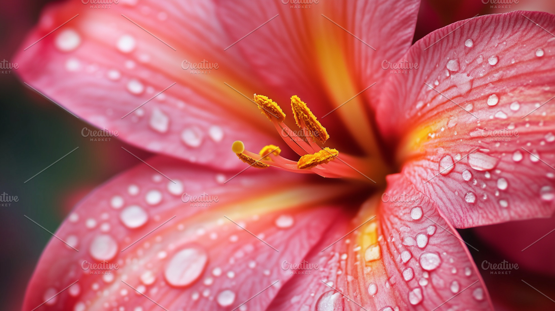 Pink lily flower with water drops, a Nature Photo by MistyDay