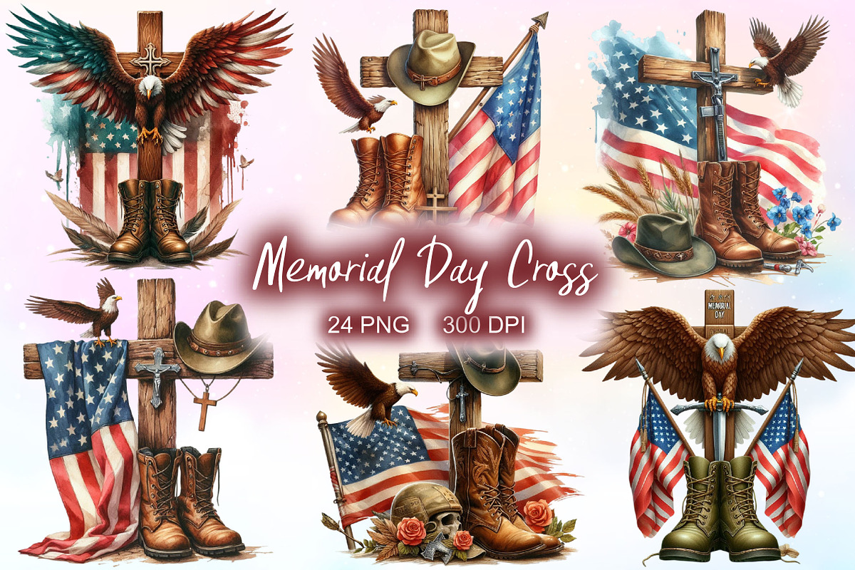 Memorial Day Cross Clipart, a Work Illustration by Dream Creation (Photo 1 of 5)