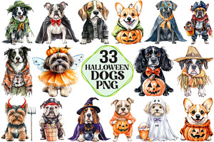 Quirky Halloween Dogs Clipart, an Illustration by Pixels.Craft