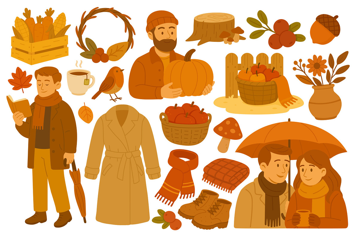 Autumn set, a Seasonal Illustration by ananastya (Photo 8 of 10)