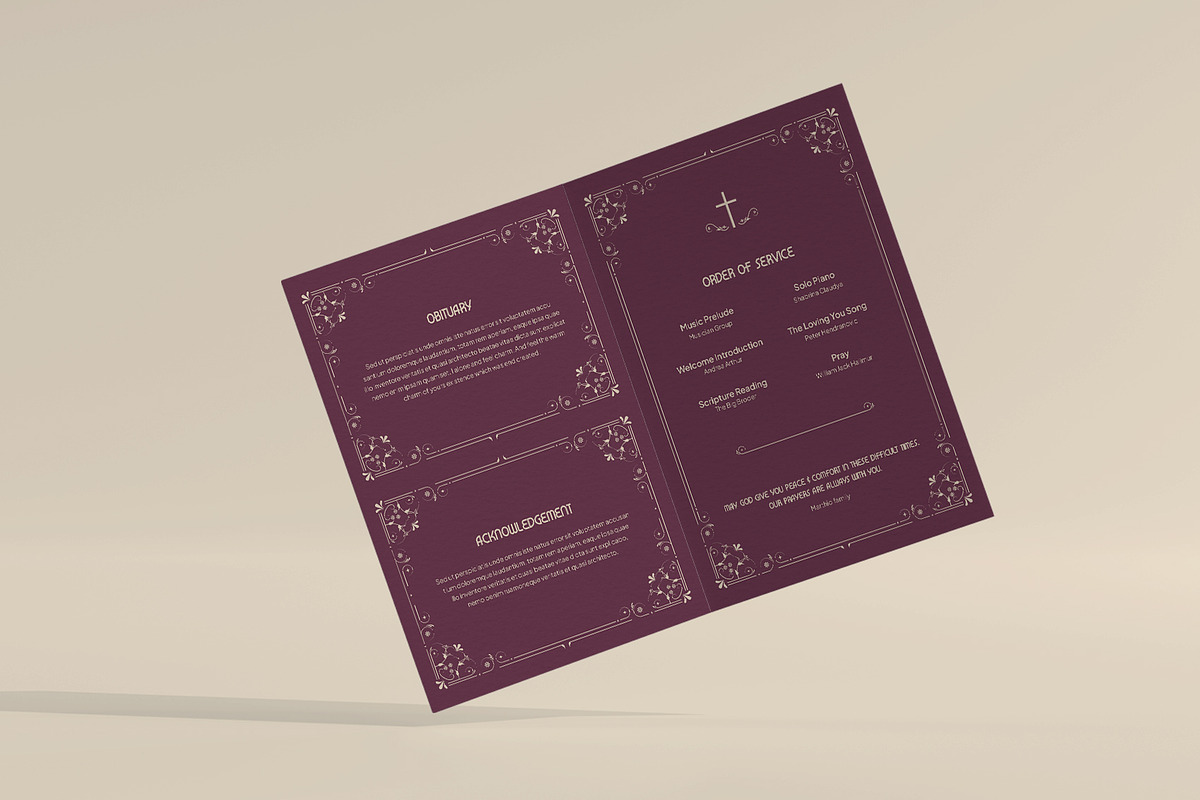 Classic Floral Funeral Program, a Brochure Template by Neermana (Photo 2 of 4)