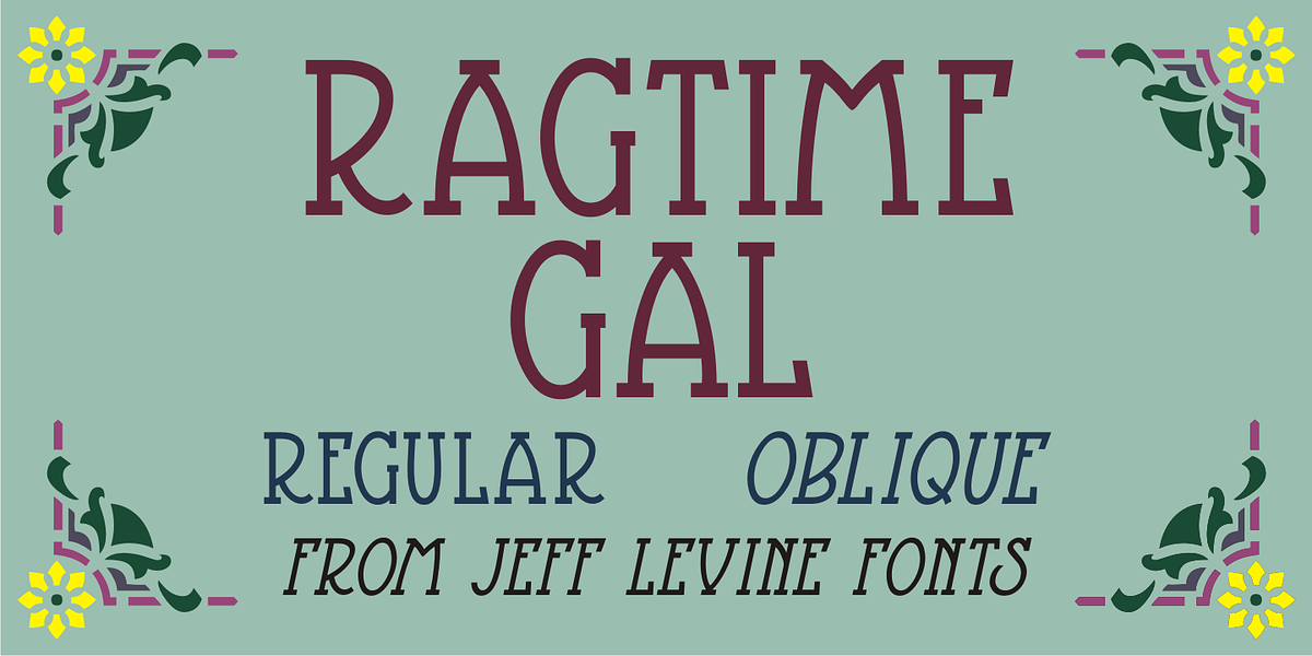 Ragtime Gal JNL, a Slab Serif Font by Jeff Levine Fonts