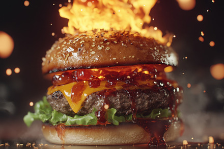 Juicy burger topped with melted chee, a Photo by Iftikhar Alam