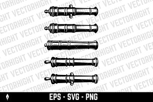 Vintage Cannon Vector Illustration.