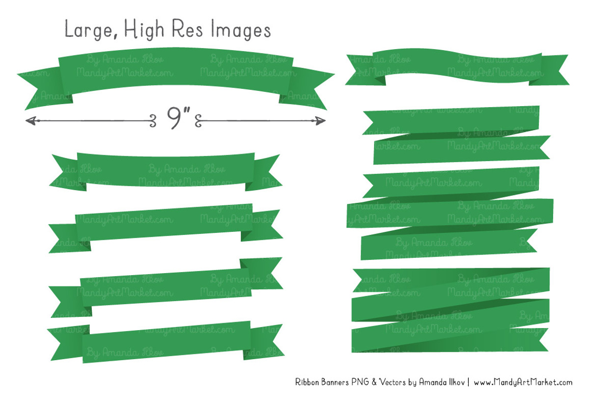 Green Ribbon Banner Clipart, an Illustration by Amanda Ilkov (Photo 3 of 4)