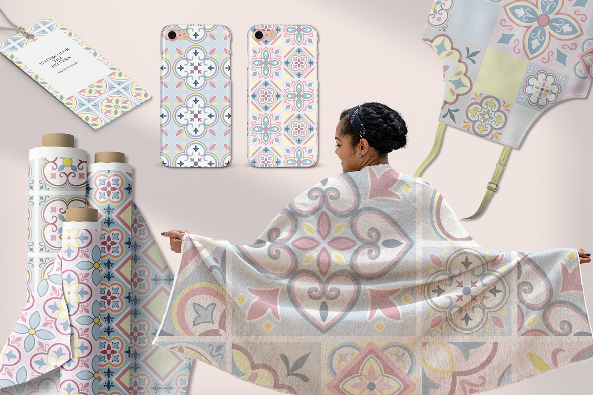 Watercolor Pastel Tile Pattern, a Pattern Graphic by Rachel Art Studio (Photo 8 of 10)