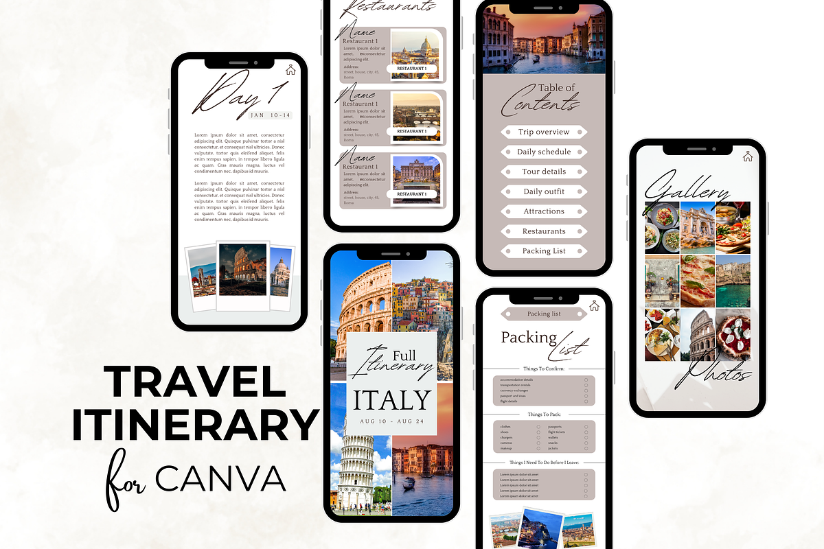 Italy Travel Itinerary for Canva, a Templates & Theme by Digital By Nikoleta (Photo 1 of 11)