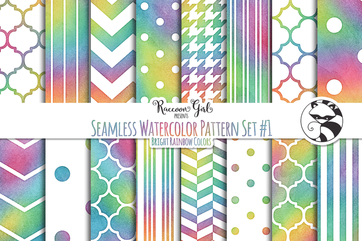Seamless Watercolor Patterns #1 BR, a Pattern Graphic by RaccoonGirl Design (Photo 1 of 3)