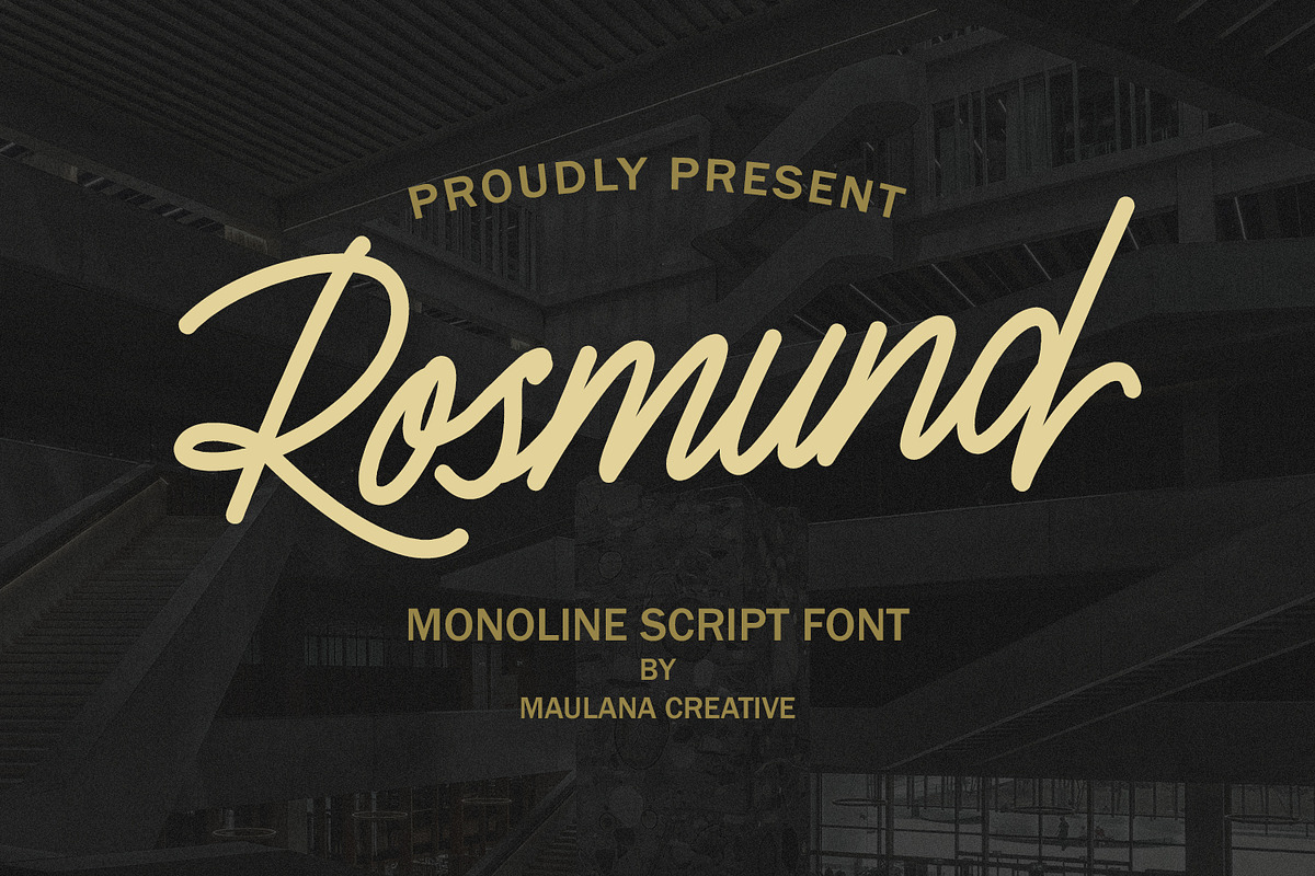 Rosmund Monoline Script Font, a Script Font by Maulana Creative (Photo 1 of 7)