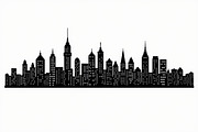 Modern City Skyline Silhouette Set, an Illustration by hafijul (Thumbnail 6 of 7)