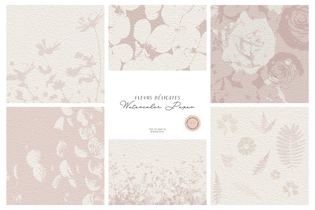 Watercolor floral patterns paper, a Texture Graphic by Anna Sokol (Photo 4 of 9)