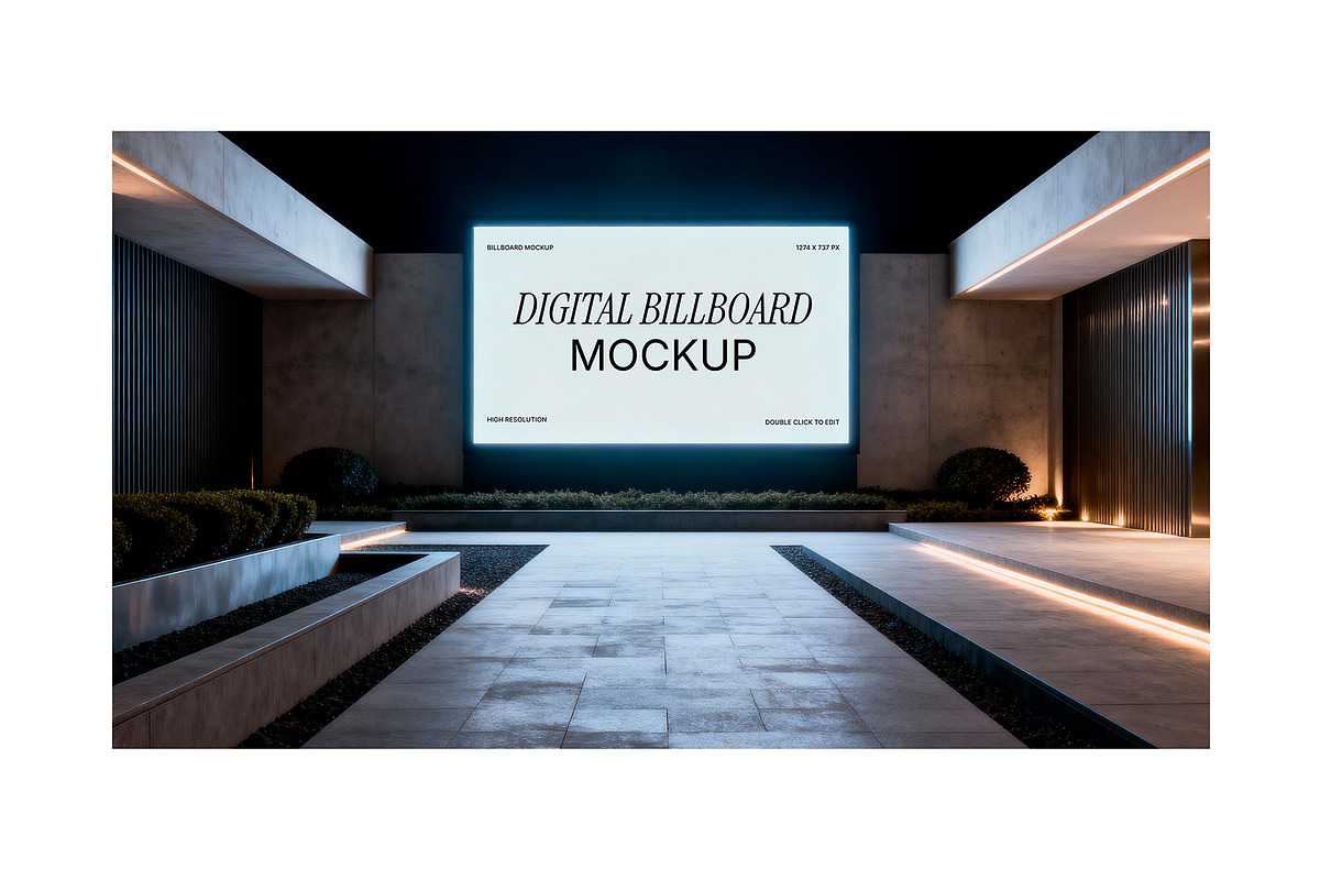 4 LED Billboard Mockups Architecture, an Advertising Mockup by rodrigofkaminski (Photo 2 of 5)