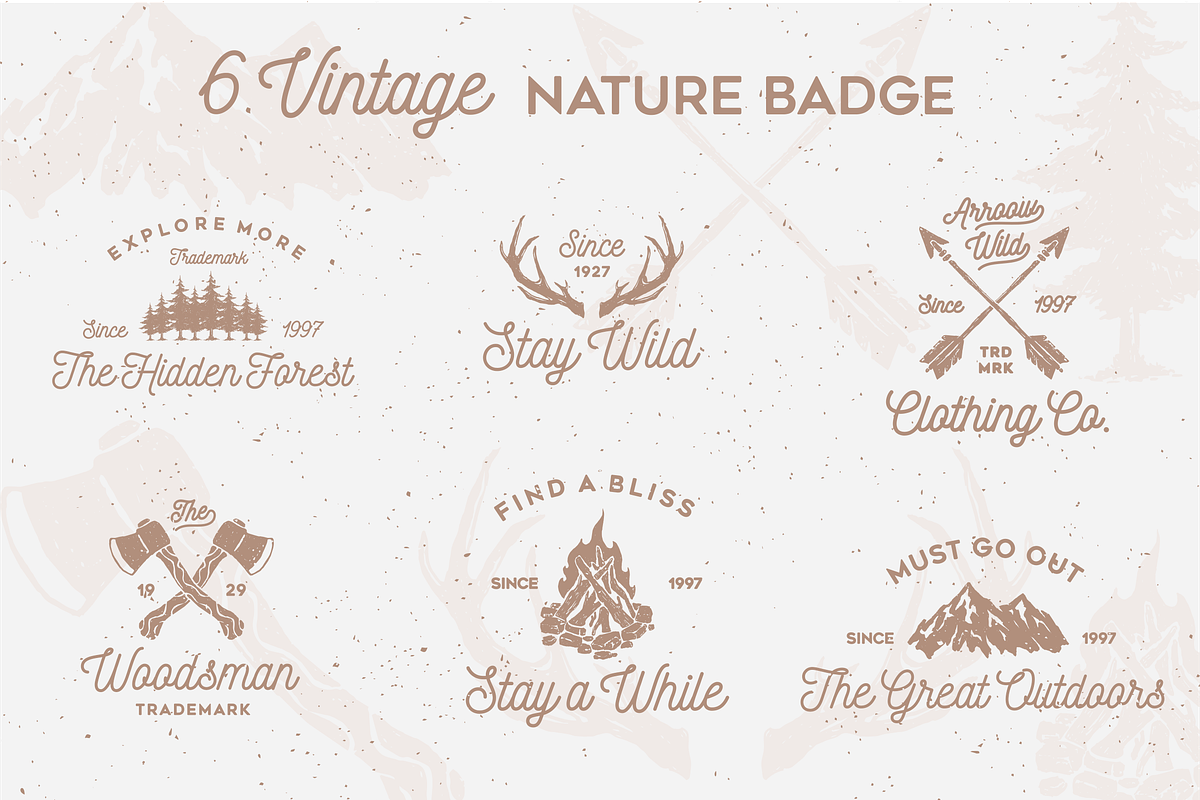 6 Vintage Nature Badges, a Branding & Logo Template by prasetyadavid (Photo 1 of 6)