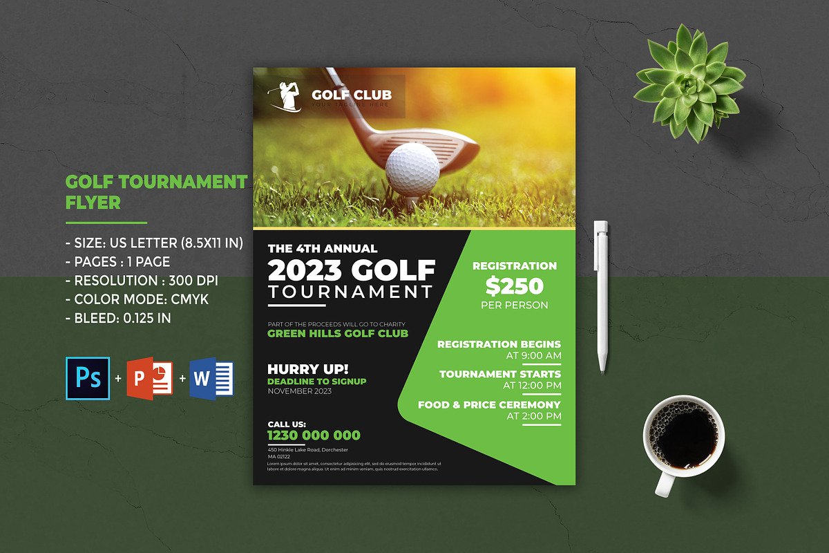 Golf Tournament Flyer Template, a Flyer Template by Designscozy (Photo 1 of 4)