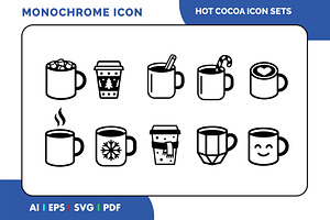 Hot Cocoa Outline Icon Set, an Outline Icon by Fontmine Studio