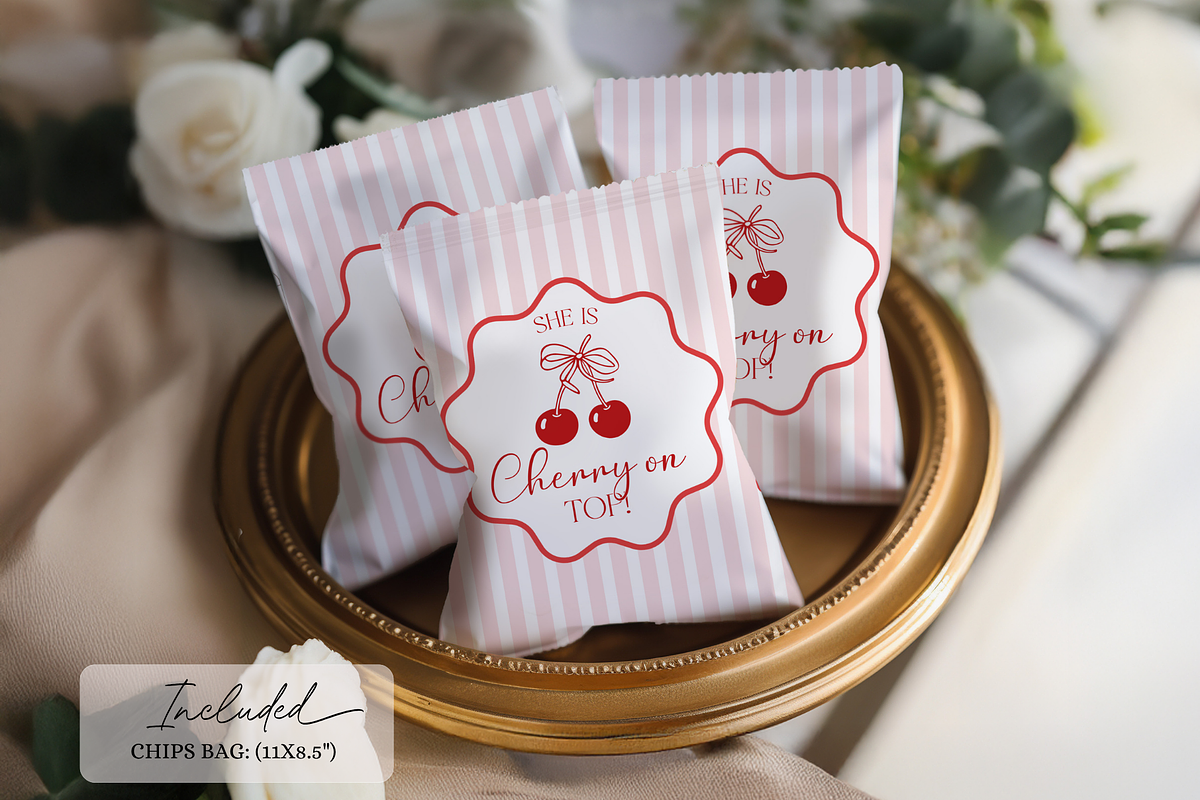 Minimalist Cherry Birthday Snack Bag, a Templates & Theme by VeliusCreativeStudio (Photo 2 of 2)