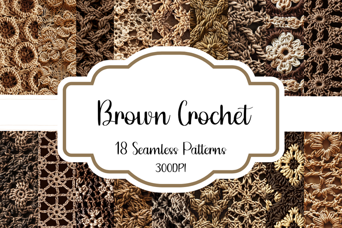 Brown Crochet Seamless Patterns, a Pattern Graphic by PrintablesByFranklyn (Photo 1 of 4)