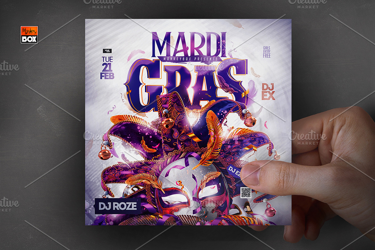 Flyer Mardi Gras Template, a Flyer Template by MonkeyBOX (Photo 3 of 3)
