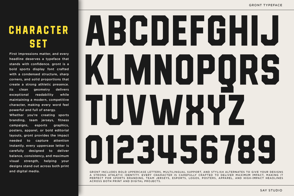 Gront - Bold Sports Branding Font, a Sans Serif Font by Say Studio (Photo 9 of 10)